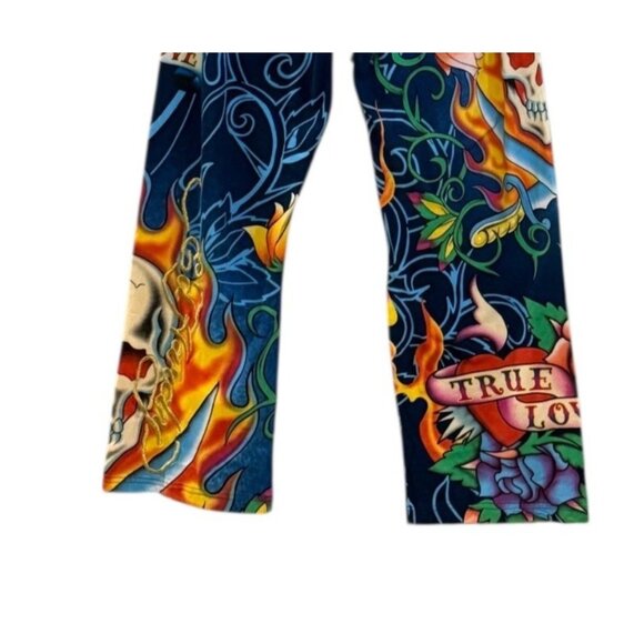 Ed Hardy Golden Rose of Love Track Lounge Pants Navy Embroidered HTF Size M NWOT - Picture 8 of 13